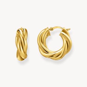 Thomas+Sabo+Gold-Plated+Hoop+Earrings+Intertwined+Design