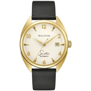 Men%27s+Fly+Me+To+The+Moon+Automatic+Black+Leather+Strap+Watch+Silver+White+Dial