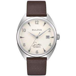 Men%27s+Fly+Me+To+The+Moon+Automatic+Brown+Leather+Strap+Watch+Silver+White+Dial