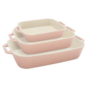 3pc+Ceramic+Rectangular+Baking+Dish+Set+Macaron+Light+Pink