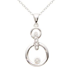 Sterling+Silver+Contemporary+Diamond+Necklace