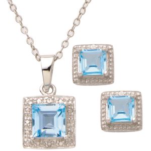Diamond+and+Blue+Topaz+Necklace+Earring+Set