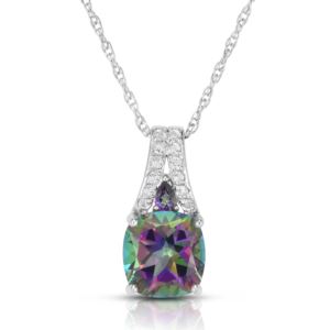 Cushion+Cut+Mystic+%26+White+Topaz+Necklace