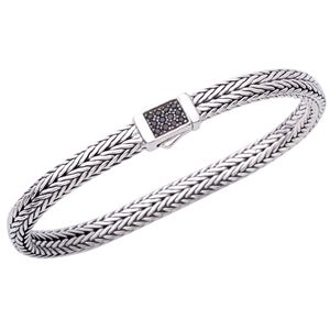Unisex+8.25%22+Black+Sapphire+Bracelet