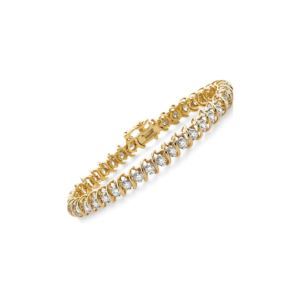 Round+S+Cut+Link+1.50twt+Diamond+%26+Yellow+Gold+Bracelet