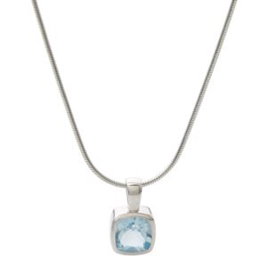 Blue+Topaz+Necklace+w%2F+Snake+Chain