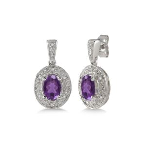 Amethyst+%26+Diamond+Earrings