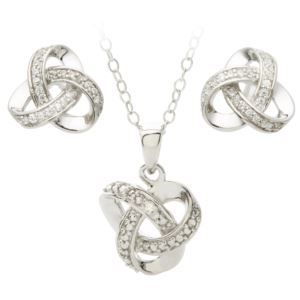 Diamond+Love+Knot+Earring+Necklace+Set