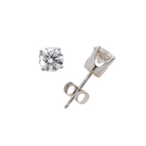 14k+White+Gold+Diamond+Solitaire+Earrings+1.00twt