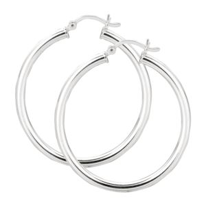 Sterling+Silver+3x40mm+Hoop+Earrings