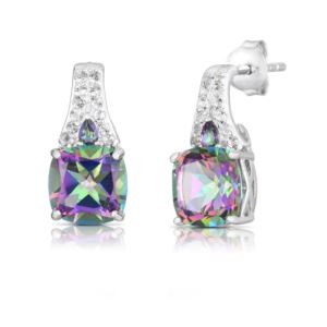 Cushion+Cut+Mystic+%26+White+Topaz+Earrings