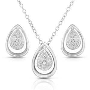 Sterling+Silver+and+twt+Diamond+Teardrop+Earrings+Necklace+Set