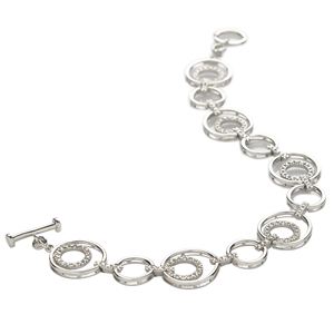 Sterling+Silver+Circle+Diamond+Bracelet