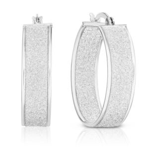 Sterling+Silver+xmm+Glitter+Hoop+Earrings