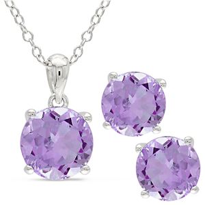Purple+Amethyst+Earring+And+Necklace+Set