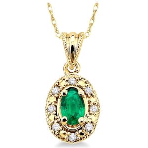 Diamond+Emerald+Oval+Necklace