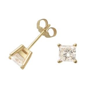 k+Yellow+Gold+twt+Princess+Cut+Diamond+Earrings