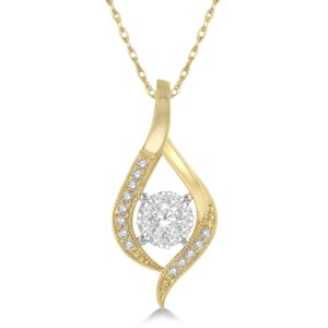 14k+Yellow+Gold+.20twt+Diamond+Pendant+Necklace