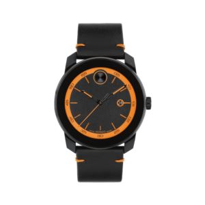 Men%27s+Bold+TR90+Orange+%26+Black+Leather+Strap+Watch+Black+Dial