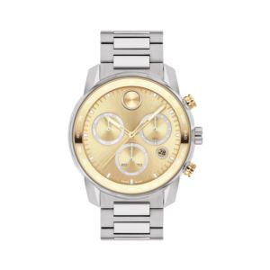 Mens+BOLD+Verso+Chronograph+Silver-Tone+Stainless+Steel+Watch+Gold+Dial