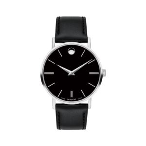 Mens+Corporate+Exclusive+Black+Leather+Strap+Watch+Black+Dial