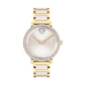 Ladies+Bold+Evolution+GoldTone+SS+Taupe+Ceramic+Watch+Taupe+Dial