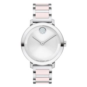 Ladies+Bold+Evolution+Blush+Ceramic+SilverTone+SS+Watch+Silver+Dial