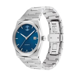 Unisex+BOLD+Quest+Automatic+SilverTone+Stainless+Steel+Watch+Blue+Dial