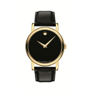 Mens+Museum+Classic+Gold+%26+Black+Textured+Leather+Strap+Watch+Black+Dial