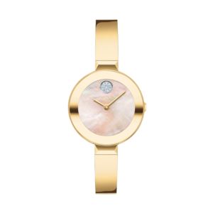 Ladies+BOLD+GoldTone+Stainless+Steel+Bangle+Bracelet+Yellow+MOP+Dial