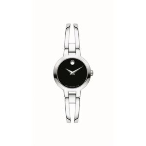 Ladies%27+Amorosa+Silver-Tone+Stainless+Steel+Bangle+Watch+Black+Dial
