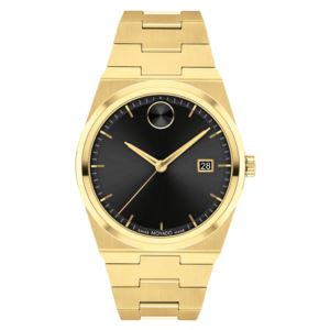 Unisex+BOLD+Quest+GoldTone+Stainless+Steel+Watch+Black+Dial
