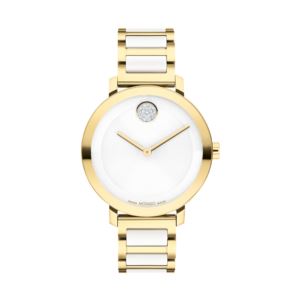Ladies+BOLD+Evolution+Gold+SS+White+Ceramic+Watch+White+Dial