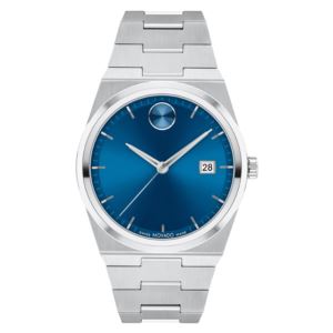 Unisex+BOLD+Quest+SilverTone+Stainless+Steel+Watch+Blue+Dial