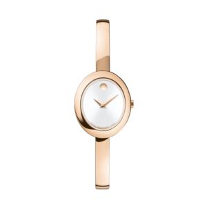 Ladies+Museum+Bangle+Rose+GoldTone+Stainless+Steel+Oval+Watch+Silver+Dial