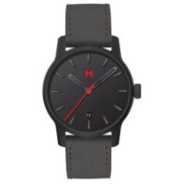 MVMT Chrono II Mens Watch. IP Black Steel Case. Black Leather Strap. Black Dial