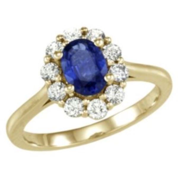 Antwerp "Princess Sapphire ring in 14k yellow with center genuine oval sapphire.